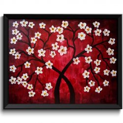 INSTANT DOWNLOAD Modern Art Painting Fine Art Print Blossoms Tree Painting Abstract Red Black White Wall Decor Bedroom Bathroom Living Room