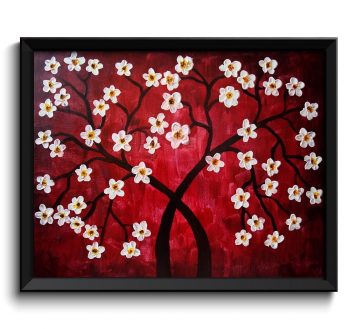 INSTANT DOWNLOAD Modern Art Painting Fine Art Print Blossoms Tree Painting Abstract Red Black White Wall Decor Bedroom Bathroom Living Room