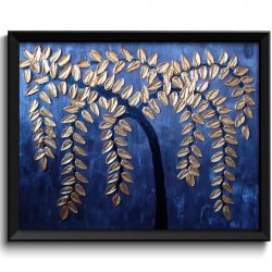 INSTANT DOWNLOAD Modern Art Painting Fine Art Print Navy Blue Black Metallic Gold Tree Abstract Wall Decor Bedroom Bathroom Living Room