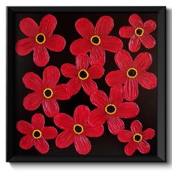 INSTANT DOWNLOAD Modern Red Flowers Painting Fine Art Print Daisy Painting Abstract Red Black Yellow Wall Decor Bedroom Bathroom Living Room