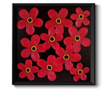 INSTANT DOWNLOAD Modern Red Flowers Painting Fine Art Print Daisy Painting Abstract Red Black Yellow Wall Decor Bedroom Bathroom Living Room