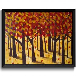 INSTANT DOWNLOAD Modern Trees Painting Fine Art Print Red Gold Beige Brown Black Tree Abstract Wall Decor Bedroom Bathroom Living Room