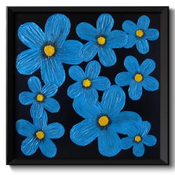 INSTANT DOWNLOAD Modern Turquoise Blue Flowers Painting Fine Art Print Daisy Abstract Black Yellow Wall Decor Bedroom Bathroom Living Room