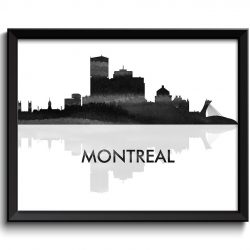 INSTANT DOWNLOAD Montreal Skyline City Black White Grey Gray Watercolor Painting Cityscape Poster Print Quebec Canada Abstract Landscape Art