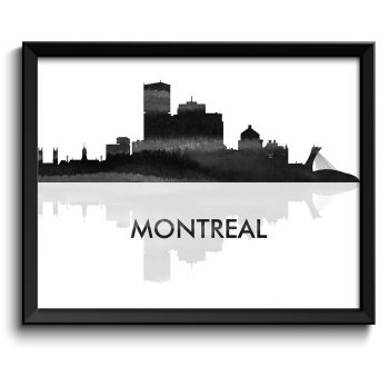 INSTANT DOWNLOAD Montreal Skyline City Black White Grey Gray Watercolor Painting Cityscape Poster Print Quebec Canada Abstract Landscape Art