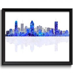 INSTANT DOWNLOAD Montreal Skyline City Navy Blue Grey Gray Watercolor Cityscape Poster Print Quebec Canada Abstract Landscape Art Painting