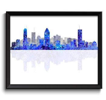 INSTANT DOWNLOAD Montreal Skyline City Navy Blue Grey Gray Watercolor Cityscape Poster Print Quebec Canada Abstract Landscape Art Painting