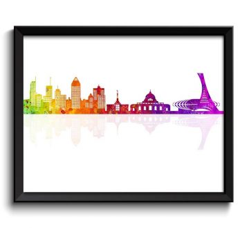 INSTANT DOWNLOAD Montreal Skyline Painting Art Poster Print Montreal Wall Decor Wall Art Colorful Rainbow Canada City Map Home Decor