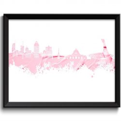 INSTANT DOWNLOAD Montreal Skyline Painting Poster Print Light Baby Pink Wall Decor Art Canada City Map Home Decor