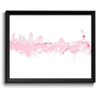 INSTANT DOWNLOAD Montreal Skyline Painting Poster Print Light Baby Pink Wall Decor Art Canada City Map Home Decor