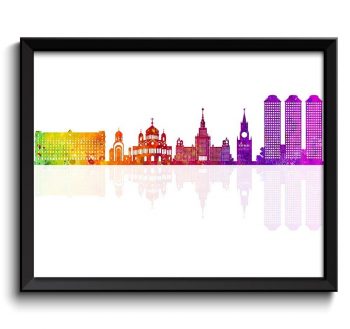 INSTANT DOWNLOAD Moscow Skyline Painting Art Poster Print Moscow Wall Decor Moscow Wall Art Colorful Rainbow Russia City Map Home Decor