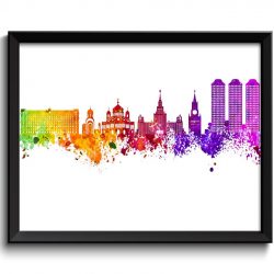 INSTANT DOWNLOAD Moscow Skyline Painting Poster Print Moscow Wall Decor Moscow Art  Green Yellow Pink Red Purple Pink Russia City Home Decor