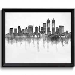 INSTANT DOWNLOAD Mumbai Skyline Grey Black White Cityscape Bombay India Famous Landmarks Poster Print Modern Abstract Landscape Art Painting