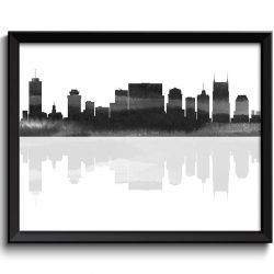 INSTANT DOWNLOAD Nashville Skyline Tennessee City Black White Grey Watercolor Cityscape Poster Print Modern Abstract Landscape Art Painting