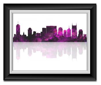 INSTANT DOWNLOAD Nashville Skyline Tennessee City Lilac Lavender Purple Watercolor Cityscape Poster Print Abstract Landscape Art Painting