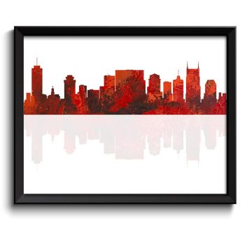 INSTANT DOWNLOAD Nashville Skyline Tennessee City Red Black Watercolor Cityscape Poster Print Modern Abstract Landscape Art Painting