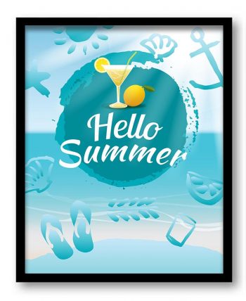 INSTANT DOWNLOAD Nautical Decor Ocean Print Beach Art Poster Hello Summer Turquoise Blue Yellow Martini Island Bathroom Home Decor Poster