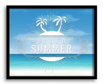 INSTANT DOWNLOAD Nautical Decor Ocean Print Beach Poster Hello Summer Turquoise Blue White Sun Palm Tree Home Wall Art Vintage Retro Poster