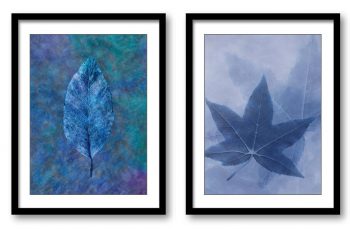 INSTANT DOWNLOAD Navy Blue Leaves Leaf Bathroom Art Print Colorful Set of 2 Elegant Watercolor Painting Wall Decor Flower Print Bedroom