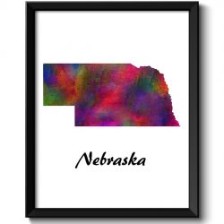 INSTANT DOWNLOAD Nebraska Map State Watercolor Painting Poster Print USA United States Abstract Landscape Art Colorful Rainbow