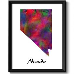 INSTANT DOWNLOAD Nevada Map State Watercolor Painting Poster Print USA United States Modern Abstract Landscape Art Colorful Rainbow