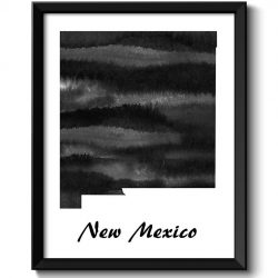 INSTANT DOWNLOAD New Mexico Map State Watercolor Painting Poster Print USA United States Abstract Landscape Art Black White Grey