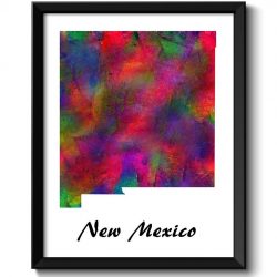 INSTANT DOWNLOAD New Mexico Map State Watercolor Painting Poster Print USA United States Abstract Landscape Art Colorful Rainbow