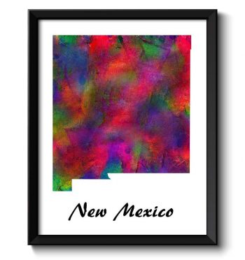 INSTANT DOWNLOAD New Mexico Map State Watercolor Painting Poster Print USA United States Abstract Landscape Art Colorful Rainbow