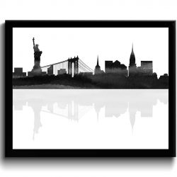 INSTANT DOWNLOAD New York City Skyline Grey Black White Watercolor Cityscape Poster Print Modern Abstract Landscape Art Painting