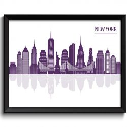 INSTANT DOWNLOAD New York City Skyline Purple Cityscape Poster Print United States USA Modern Abstract Landscape Art Painting Watercolor