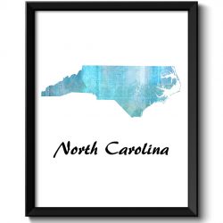 INSTANT DOWNLOAD North Carolina Map State Baby Turquoise Blue Watercolor Painting Poster Print USA United States Abstract Landscape Art