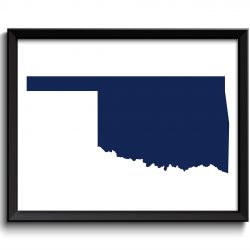 INSTANT DOWNLOAD Oklahoma Map State Deep Navy Blue Watercolor Painting Poster Print USA United States Abstract Landscape Art