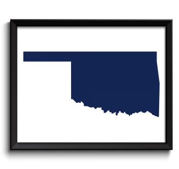 INSTANT DOWNLOAD Oklahoma Map State Deep Navy Blue Watercolor Painting Poster Print USA United States Abstract Landscape Art