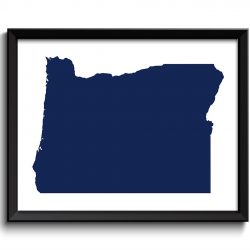 INSTANT DOWNLOAD Oregon Map State Watercolor Deep Navy Blue Painting Poster Print USA United States Abstract Landscape Art