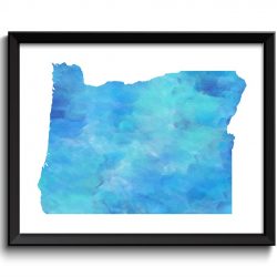 INSTANT DOWNLOAD Oregon Map State Watercolor Sky Baby Turqouise Blue Painting Poster Print USA United States Abstract Landscape Art