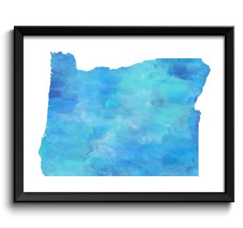 INSTANT DOWNLOAD Oregon Map State Watercolor Sky Baby Turqouise Blue Painting Poster Print USA United States Abstract Landscape Art