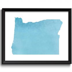 INSTANT DOWNLOAD Oregon Map State Watercolor Sky Blue Painting Poster Print USA United States Abstract Landscape Art