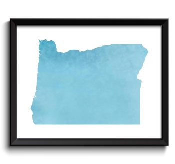 INSTANT DOWNLOAD Oregon Map State Watercolor Sky Blue Painting Poster Print USA United States Abstract Landscape Art