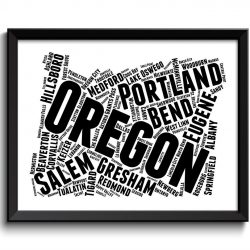 INSTANT DOWNLOAD Oregon Map Typography Print Text Word Cloud Black White Poster Print USA United States Modern Abstract Landscape Wall Art