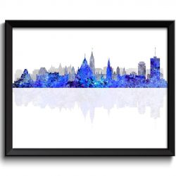 INSTANT DOWNLOAD Ottawa Skyline City Navy Blue Grey Gray Watercolor Cityscape Poster Print Ontario Canada Abstract Landscape Art Painting