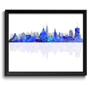 INSTANT DOWNLOAD Ottawa Skyline City Navy Blue Grey Gray Watercolor Cityscape Poster Print Ontario Canada Abstract Landscape Art Painting