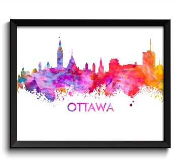 INSTANT DOWNLOAD Ottawa Skyline Pink Purple Red Orange Painting Poster Print Ontario Wall Decor Canada Wall Art Cityscape Map Home Decor