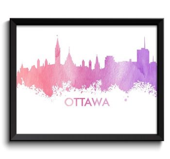 INSTANT DOWNLOAD Ottawa Skyline Rose Pink Lilac Purple Painting Poster Print Ontario Wall Decor Canada Wall Art Cityscape Map Home Decor