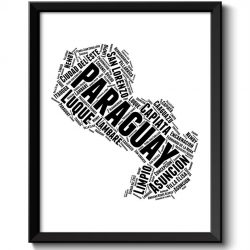 INSTANT DOWNLOAD Paraguay Text Word Cloud Map Black White Typography Poster Print Country South America Modern Abstract Landscape Wall Art