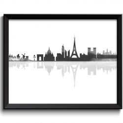 INSTANT DOWNLOAD Paris Skyline France City Black White Grey Watercolor Cityscape Poster Print Modern Abstract Landscape Art Painting