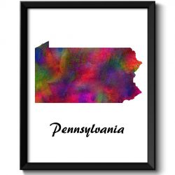 INSTANT DOWNLOAD Pennsylvania Map State Watercolor Painting Poster Print USA United States Abstract Landscape Art Colorful Rainbow