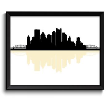 INSTANT DOWNLOAD Pittsburgh Skyline Pennsylvania City Black Yellow Cityscape Poster Print Modern Abstract Landscape Art Painting