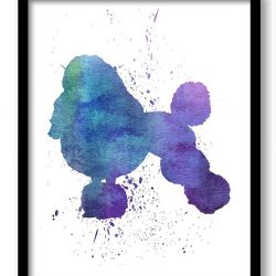 INSTANT DOWNLOAD Poodle Dog Watercolor Art Painting Print Poster Dog Art Painting Dog Breeds Home Decor Wall Art Pink Blue Purple Green