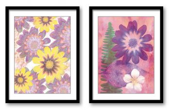 INSTANT DOWNLOAD Purple Flower White Pink Yellow Fern Leaf Bathroom Art Print Set of 2 Elegant Watercolor Painting Wall Decor Bedroom