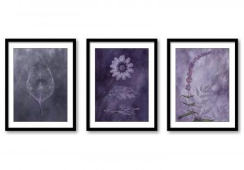 INSTANT DOWNLOAD Purple Lavender Flower Leaf White Botanical Bathroom Art Print Set of 3 Elegant Watercolor Painting Wall Decor Bedroom